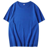 100% Cotton T Shirt Women Summer Loose Basic Tees Casual Soild Tshirt Female Korean Tops Y2k Clothes Mart Lion Blue S(40-50KG) 