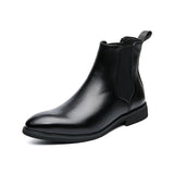 Chelsea Boots Men's Shoes PU Brown Versatile Casual British Style Street Party Wear Classic Ankle Mart Lion black 38 