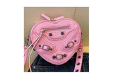 Heart Shaped Women Small Tote Handbags PU Leather Purses Female Canvas Crossbody Bag With Rivet Mart Lion   