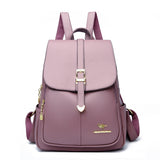 Casual Women Leather Backpack Designer Shoulder Bags For Back Pack School Bags For Teenage Girls Mochila Feminina Mart Lion Purple  