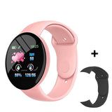 D18 Pro Smart Watch Men Women Bluetooth Fitness Tracker Bracelet Sport Heart Rate Blood Pressure Kids Smartwatch for IOS Android Mart Lion Pink Add 1 Strap  
