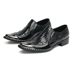 Stage Show Shoes Man Patent Leather Nightclub Man Dress Pointed Formal Oxfords Mart Lion Black 38 China