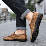 Men's Sneakers Classic Leather Shoes Summer Style Mesh Flats Loafer Creepers Casual High-End Mart Lion   