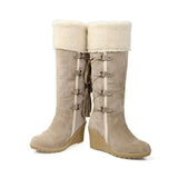 Snow Boots Women Winter Shoes Warm Cotton Cold Winter Knee Wedge Heels Plus Cute Mart Lion   