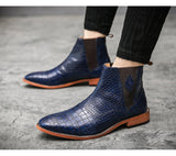 Men's Chelsea Boots Pu Leather Slip on Vintage Snake Ankle Zipper Male Casual Mart Lion   