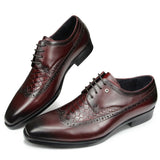 Men's Burgundy and black Leather Oxford Derby shoes crocodile skin printing Formal dresses office casual dress Mart Lion Wine Red 38 