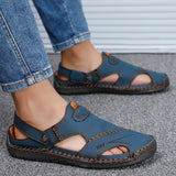 Summer Men's Sandals Outdoor Non Slip Soft Slippers Leather Beach Sandals Classic Roman Flat Wading Shoes Mart Lion   