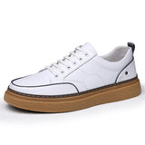 Luxury Men's Shoes Male Sneakers Genuine Leather Breathable Walking Tennis Shoes Zapatos De Hombre Casual Shoes Mart Lion White 38 