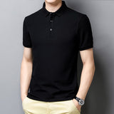 Korean Style Solid Polo Shirt Men's Short Sleeve Summer T Shirt Men's Clothing Streetwear Polo Shirt Korean Clothing Mart Lion Black M 