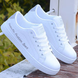 Men's Casual Shoes Lightweight Breathable White Shoes Flat Lace-Up Skateboarding Sneakers Travel Tenis Masculino Mart Lion   