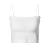 Top Female Bras Spaghetti Strap Crop Tops Wirefree Brassiere Camisole Seamless Underwear Top With Built In Bra Mart Lion Short-White One Size China