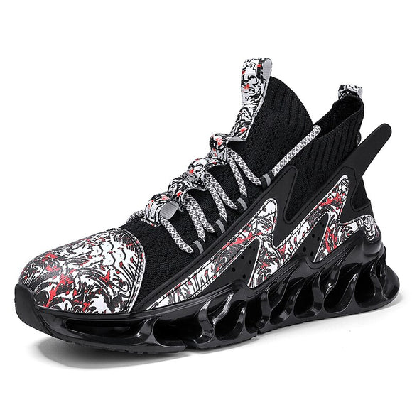 Trendy Graffiti Blade Sneakers Men's Cushioning Running Shoes Oudoor Breathable Jojgging Sports Gym Sneakers Mart Lion 629black 6.5 