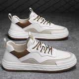 Men's Flats Sneakers Leather Sports Shoes Casual Tennis Running Lace Up Luxury Vulcanized Mart Lion - Mart Lion