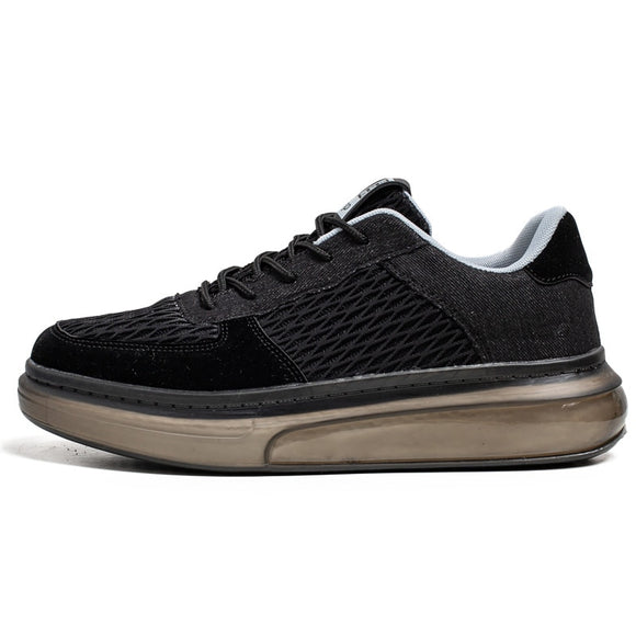 Fujeak Breathable Mesh Vulcanized Shoes Casual Non-slip Sneakers Trendy Men's Mart Lion Black 39 