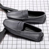 Trendy Men's Shoes Casual Slip Loafers Breathable Brand Soft Moccasins Luxury Driving Mart Lion Gray 38 
