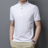 Korean Style Solid Polo Shirt Men's Short Sleeve Summer T Shirt Men's Clothing Streetwear Polo Shirt Korean Clothing Mart Lion White M 