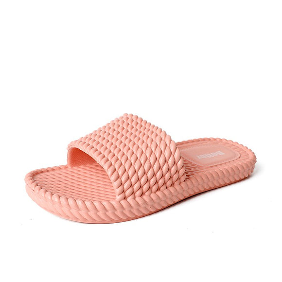Weave Texture Unisex Flat Flip Flops Men's Women Summer Beach Slippers CoupleIndoor Outdoor Bathroom Swim Pool Shoes Slides Mart Lion Pink 36-37 