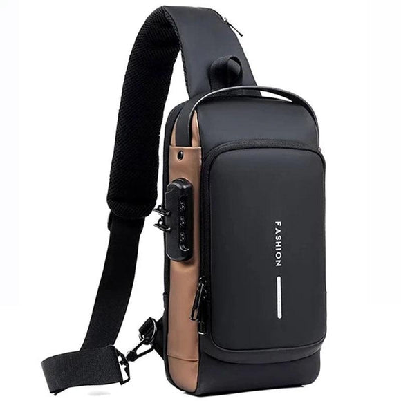 Men's Multifunction Anti-theft USB Shoulder Bag Crossbody Travel Sling Chest Bags Pack Messenger Pack  Mart Lion