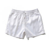 Men's Casual Sleep Bottom Shorts White Silky Pajamas Shorts Drawstring Pocket Satin Homewear Lounge Beach Boxershorts Mart Lion White S China