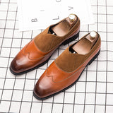 Loafers Men Shoes Classic Slip-on Casual Party PU Stitching Faux Suede Brogue Dress Mart Lion Brown 38 