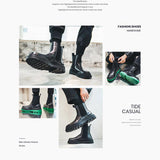 2022 Men&#39;s Platform Chelsea Boots Thick Sole Split Leather Ankle Boots Men&#39;s Shoes Round Toe Short Boots  MartLion