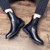  Chelsea Boots Men's Boots PU Black Classic Casual Street High Top Slip-On Elegant Short Mart Lion - Mart Lion