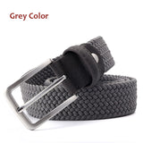 Stretch Canvas Leather Belts for Men's Female Casual Knitted Woven Military Tactical Strap Elastic Belt for Pants Jeans Mart Lion Grey 100cm 