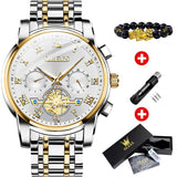 Men Watches Classic Roman Scale Dial Luxury Wrist Watch Quartz Waterproof Luminous Male reloj Mart Lion gold-white China 