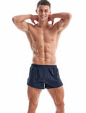 Men's Underwear Boxer Shorts Cotton Split Side Ultra Shorts Casual Sleep Bottoms Pajamas Underpants Lounge Home Sleepwear Mart Lion Navy S China