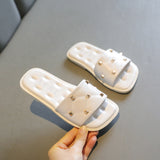Summer Fashion Flat Slippers for Teenage Girls Beach Shoes Rivet Slippers Mart Lion beige 26  inner16.6cm 