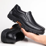 Autumn Genuine Leather Shoes Men Loafers Soft Cow Casual Breathable Footwear Rubber Black Brown Slip-on Mart Lion   