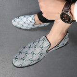 Loafers Men's Shoes Letter Canvas Breathable Round Toe Slip-on Classic Casual Party Daily Dress Mart Lion   
