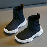 Solid Color ChildrenSocks Shoes Trend Casual Breathable Shoes Korean Boys Sports Girls Knitted Baby Mart Lion black 26 