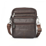 Men's Genuine Leather Crossbody Shoulder Bags Tote Messenger Bag  Leather fanny pack Mart Lion Dark brown  