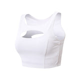 Women's Short Sleeve T-Shirt Tops Solid Color Slim Fitness Chest Pads Breathable Soft Gym Clothes Mart Lion White XS 