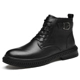 Genuine Leather Boots Men's Keep Warm Winter With Ankle Masculina Mart Lion Black 38 