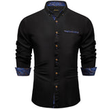 Brown Solid Casual Shirts Men's Blue Paisley Color Contrast Dress Shirt Designer Men's Clothing Mart Lion CY-2249 S 