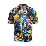 Men's Short Sleeve Hawaiian Shirt Colorful Print Casual Beach Hawaiian Shirt Mart Lion 04 green Asian size 2XL 