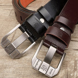  Men's Leather Belts Designer Leisure Belt Alloy Pin Buckle Jeans Trouser Black Brown Mart Lion - Mart Lion