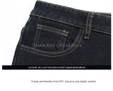  Fit Straight Fleece Thick Warm Jeans Classic Badge Youth Men Casual High waist Denim Jeans Mart Lion - Mart Lion
