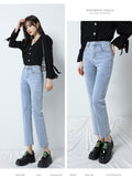 3 Colors Straight Women Jeans High Waist Stretch Casual White Pants Brand Clothing Female Denim Cropped Pants  Mart Lion