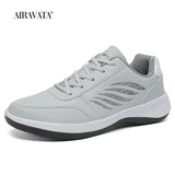 Leather Men's Shoes Trend Casual Walking Shoe Breathable Waterproof Male Sneakers Non-slip Footwear Mart Lion Gray 38 