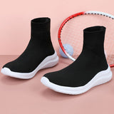 Summer Black Socks Sneakers Men's Slip on Sports Shoes Flats Unisex Breathable Adult Casual Women shoes Mart Lion black white 2 35 China