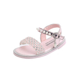 Summer Girls Rhinestone Sparkly Sandals Sweet Princess Shoes Roman Style Velcro Outdoor Soft Bottom Girls Sports Mart Lion   