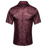 Summer Short Sleeve Shirts for Men's Single Pocket Standard Fit Button Down Purple White Solid Cotton Casual Shirt Mart Lion   