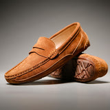 Men's Loafers Leather Boat Shoes Casual Korea Style Suede Handmade Moccasin Mart Lion   