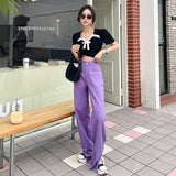 ZOENOVA 2022 Baggy Jeans Women Purple Korean Fashion Straight Leg Loose Deim Pants Mom Jean Washed Boyfriend Trousers Green Pink  MartLion