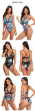 Deep V Swimwear For Women One Pieces Floral Bikini Woman  Backless Beachwear Female Print Swimsuit Mart Lion   