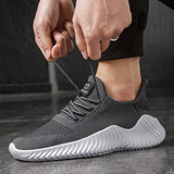 Men's Walking Shoes Breathable White Casual Sneakers Lace-up Lightweight Tennis Shoes Mart Lion   