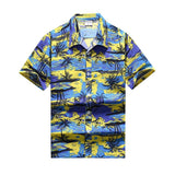 26 Colors Summer Men's Hawaiian Shirts Short Sleeve Button Coconut Tree Print Casual Beach Aloha Shirt Mart Lion 105 yellow 3XL for 185CM 87KG 